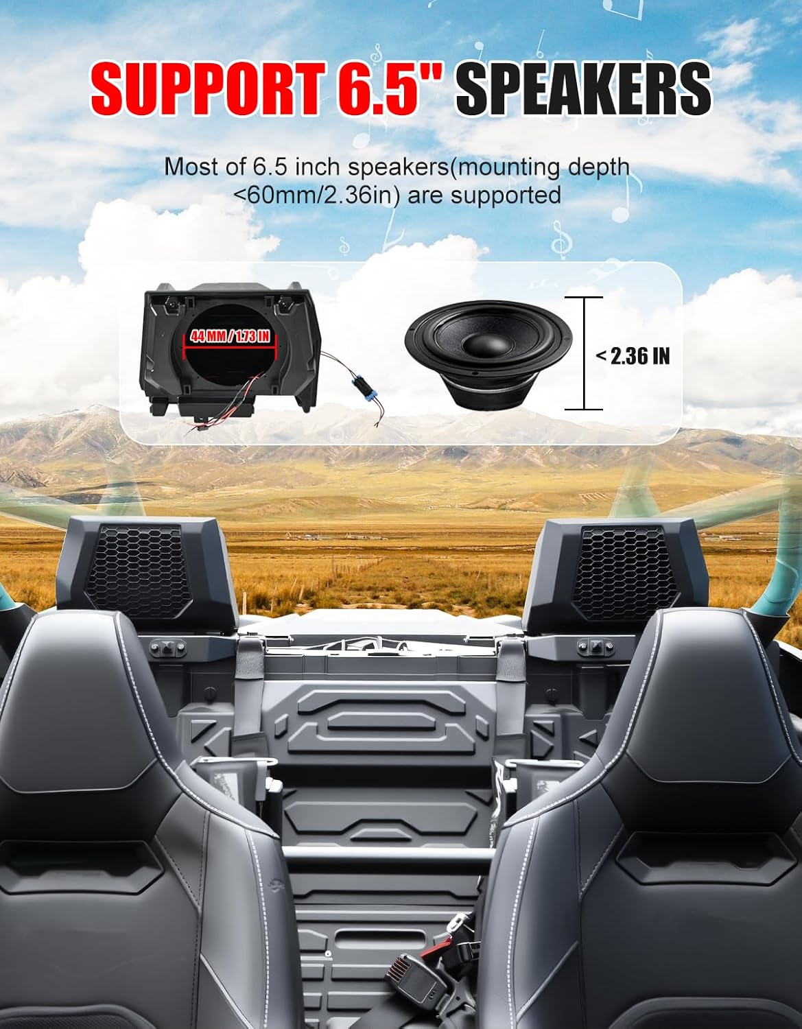 6.5" Speaker Enclosure for Polaris RZR PRO XP/R/S 2025, Rear Seat Sport Speaker Pods for 6.5 Inch Speakers with Mount Brackets for Polaris RZR PRO XP/R/S 4 2025 Accessories (A Pair)