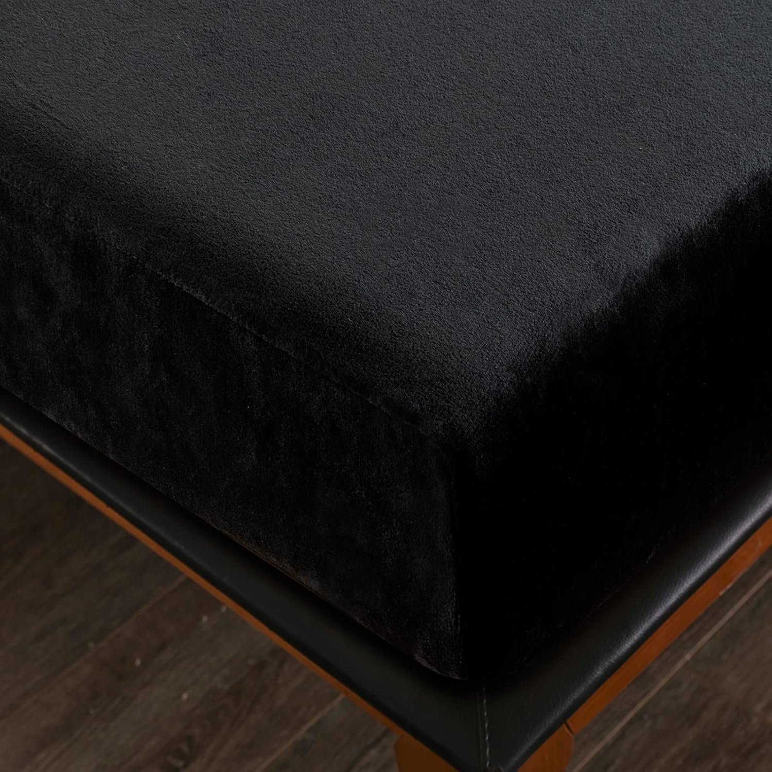 Velvet Fitted Sheet Queen Size,Flannel Fitted Sheet Plush Shaggy Ultra Soft Fuzzy Sheet with 15''Deep Pocket,Black,1 Pack(Not Include Pillowcases)