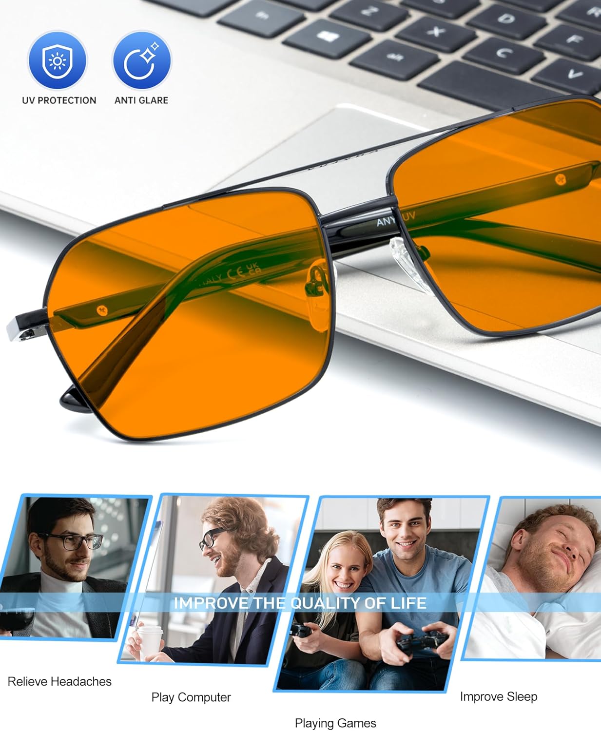 ANYLUV Blue Light Glasses Men/Women, Blue Light Blocking Glasses, Computer Screen Blocker Eyes Protection Glasses - Image 7