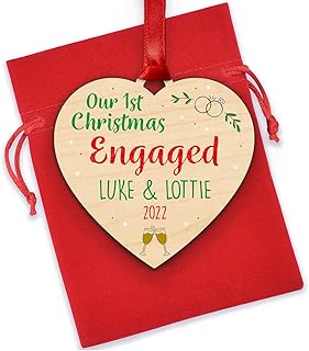 Our 1st First Christmas As An Engaged Couple Christmas Tree Decoration - Engagement Christmas Gifts for Fiance Fiancee - PERSONALISED Christmas Tree Decoration for Engaged Couples Son Daughter