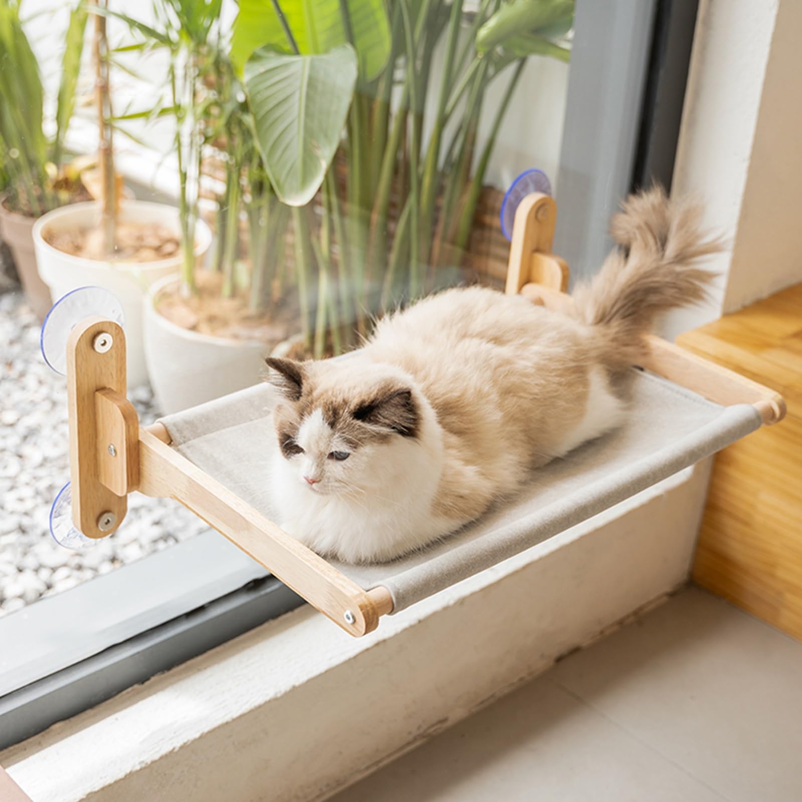Lit pour Chat, Hamac de FenêTre, Grattoir Chat Mural, avec 4 Ventouses Puissantes pour Bronzer, Faire La Sieste et Profiter de La Vue(45x36.5x20cm)