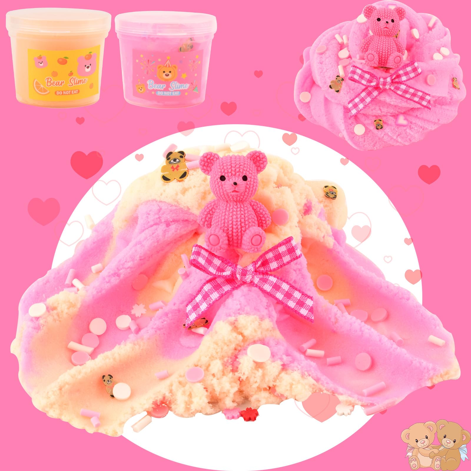 4 Pack Cloud Slime Kit, Cute Bear Fluffy Slimes Kits for Kids Soft & Non-Sticky, Party Favors, Goodie Bag Stuffers - Image 3