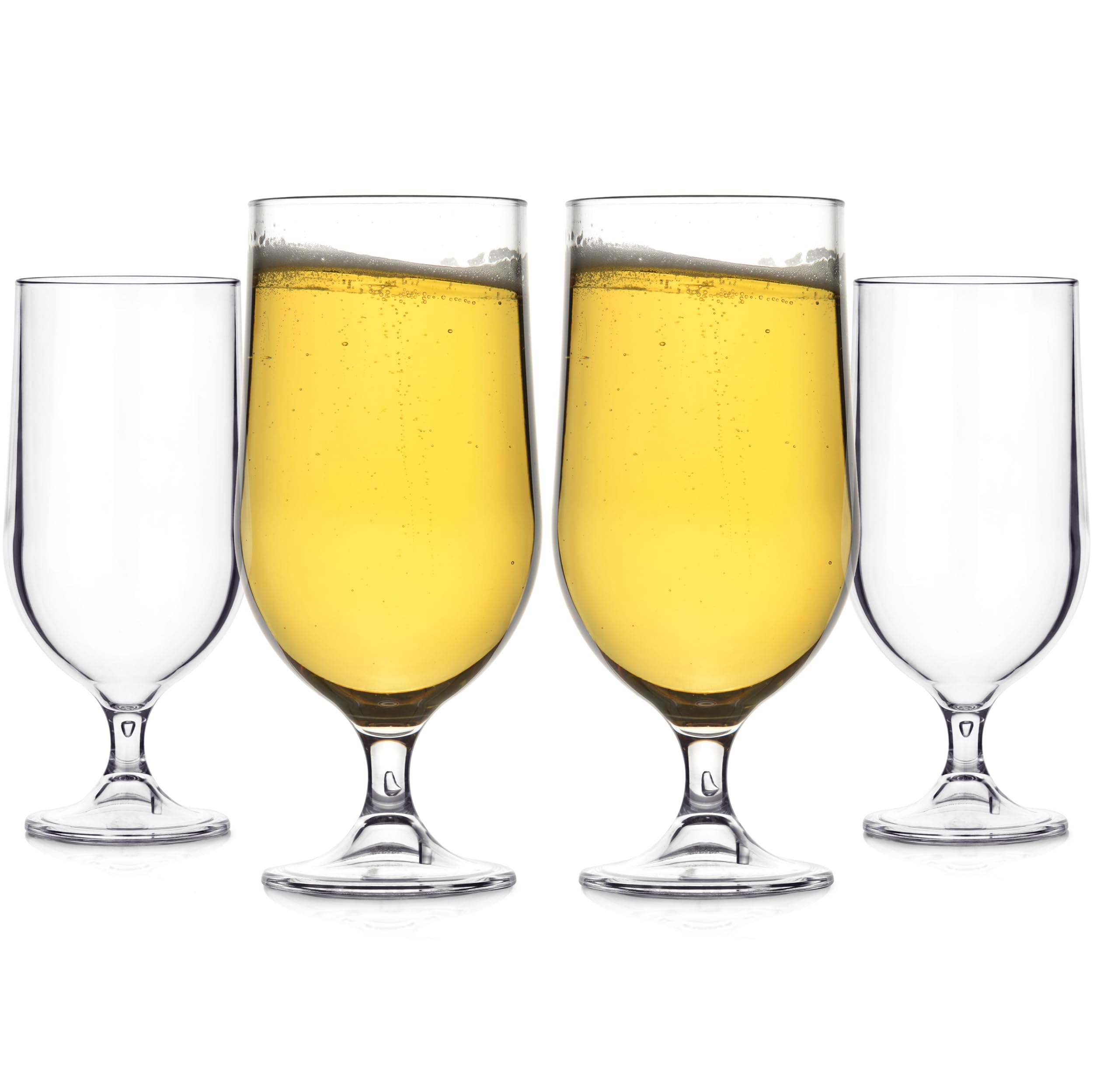 Bestway Transparent Set Of 4 Shatterproof Beer & Cocktail Glasses, 420Ml Reusable Plastic Tumblers For Camping, Travel, Outdoor Events & Garden Parties, Bpa-Free, Dishwasher Safe