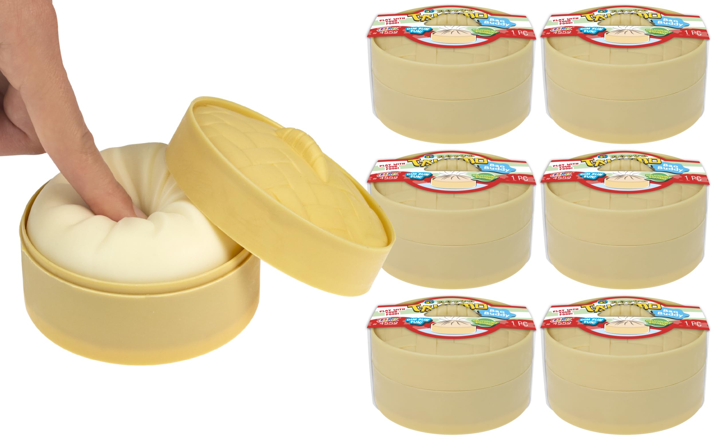 JA-RU Takumo Squishy Dumpling Stress Ball (6 Pack) – Fidget Dough Ball for Kids, Food Themed Squishies | Stress Relief Toy, Party Favors, Classroom Prizes & Goodie Bag Stuffers. 4559-6s