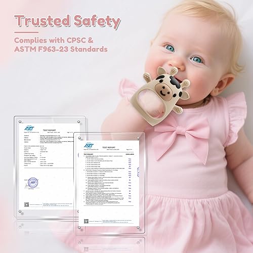 Miniatura 3 de Paquete de 2 juguetes de dentición para bebés de 0 a 6 a 12 meses, guantes ajustables para dentición de muñeca, juguetes masticables de silicona de