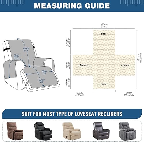 Miniatura 10 de TAOCOCO Funda reclinable 100% impermeable, con gránulo antideslizante, fundas para sillas reclinables con banda elástica, fundas para sillas