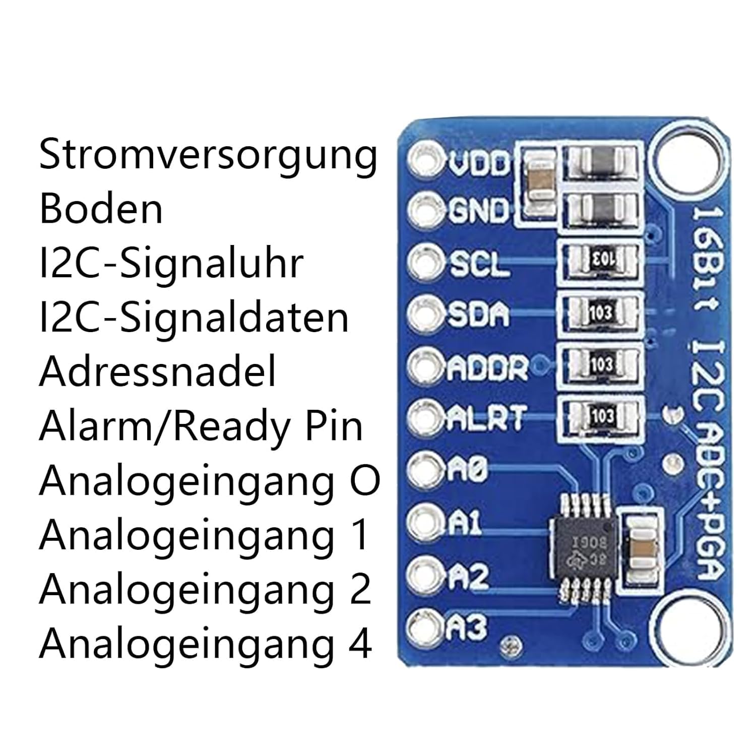 3 adattatori ADS GERUI-1115 (16 bit), convertitori analogici digitali ADC, a bassa potenza (20uA), possono essere utilizzati su rilevazione di corrente e strumenti portatili a bassa velocità