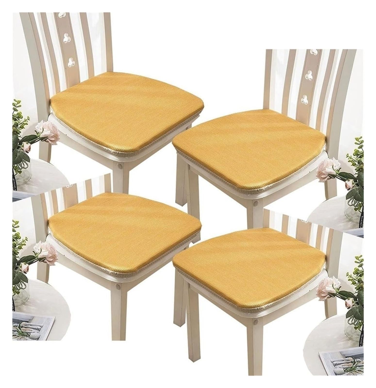 Coussin de chaise confortable pour soulager l'assise dure lot de 4 pièces en U lavable jaune