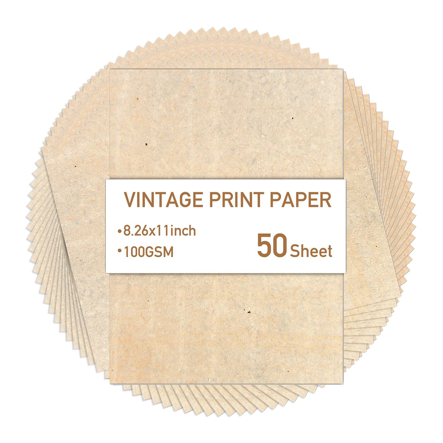 50 Feuilles Papier à Lettre Vintage, 285 x 210 mm Papier Antique DIN A4 Imprimé Recto Verso Aspect Parchemin Antique à l'ancienne Pour D'écriture et Impression D'imprimantes DIY Motif Scrapbooking