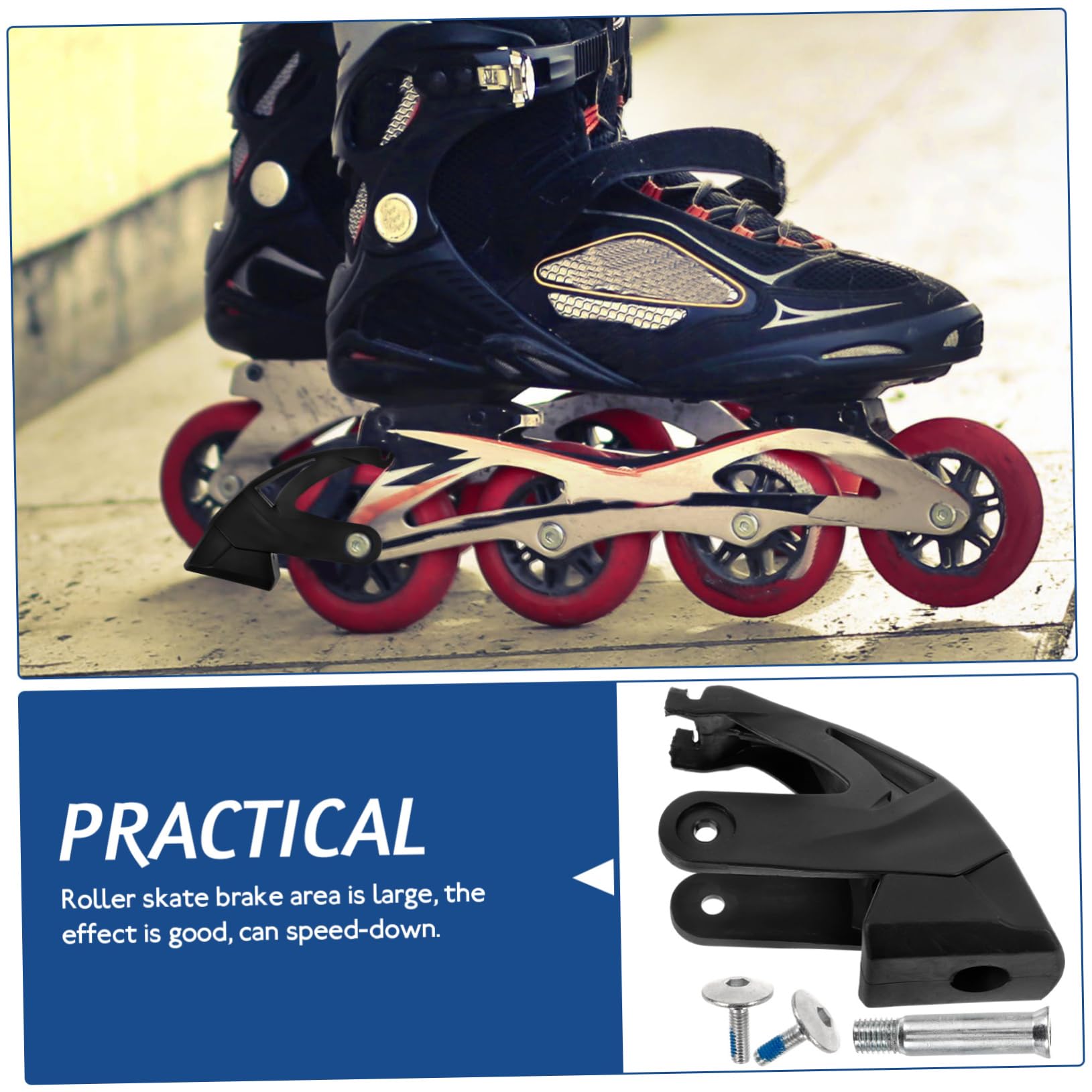 KOMBIUDA Universeller Bremsstopper Für Rollschuhe Robuste Und Langlebige Bremse Installieren Geeignet Für Inline-Skates Und Freizeitrollschuhe Sorgt Für Sichere Bremsung