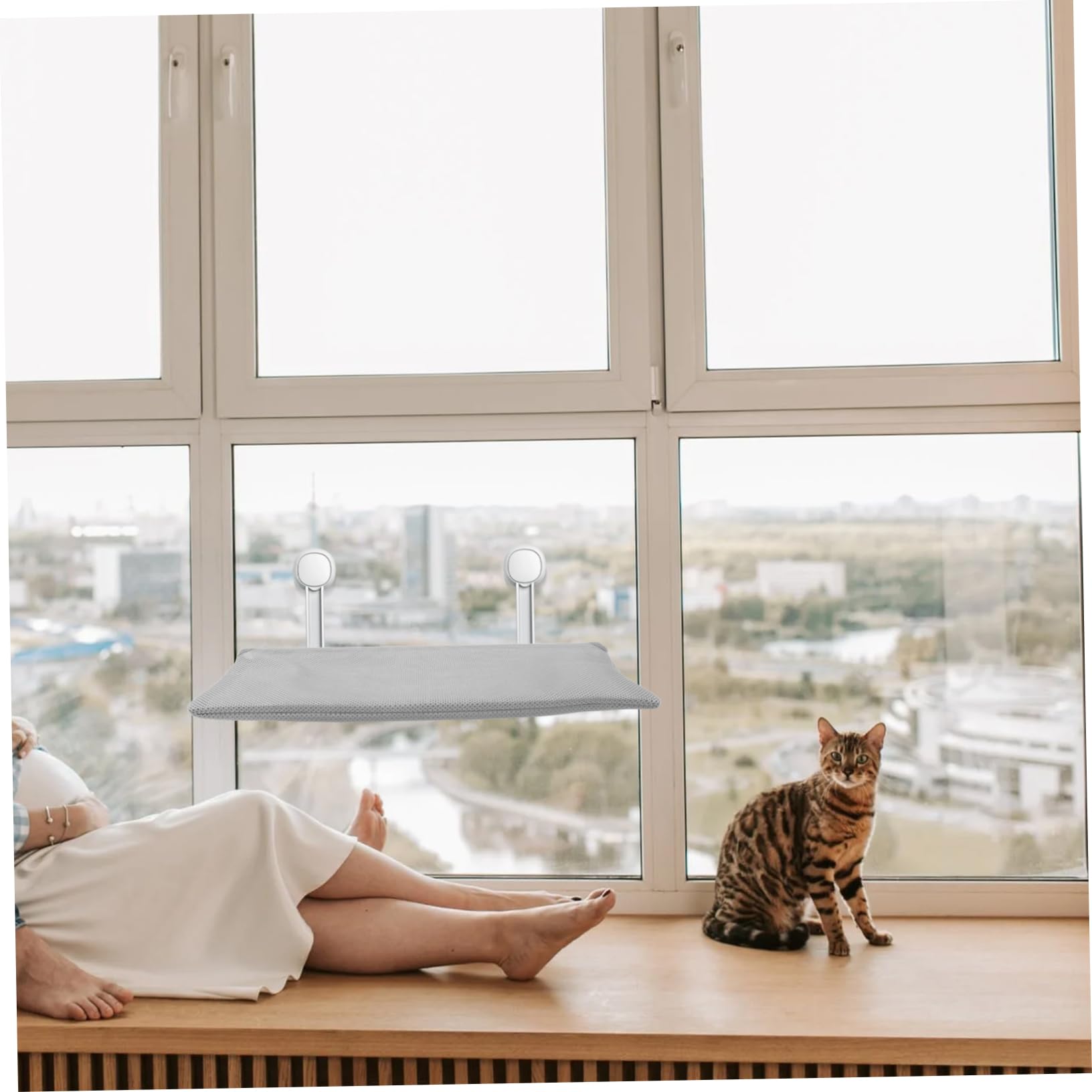 GRIRIW 4pcs Cat Window Hammock Replacement Cover Breathable Cotton Easy Clean Non-Slip Zipper Comfortable for Cats