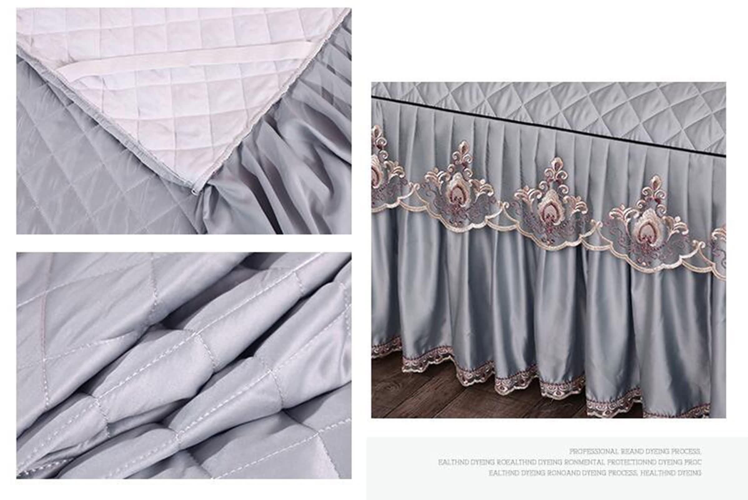 3-częściowy zestaw pościeli z poliestru bawełnianego na łóżko podwójne, haftowany wzór koronki w jednolitym kolorze, 180 x 220 cm + 2 poszewki na poduszki, prześcieradło z gumką łóżko podwójne