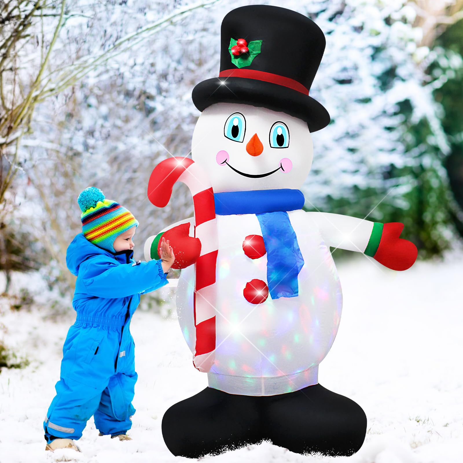 Bonhomme de neige gonflable de 1,5 m : décorations de Noël gonflables avec lumières LED intégrées, décoration gonflable de Noël pour l'extérieur et l'intérieur