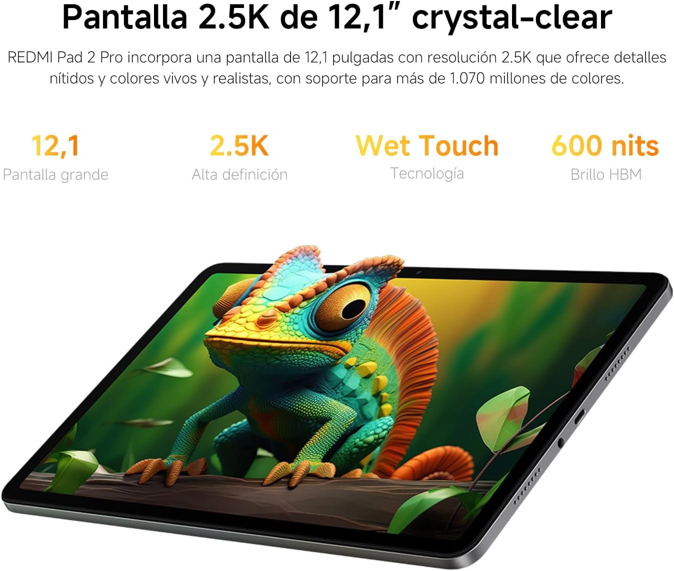 XIAOMI REDMI Pad 2 Pro – Tablet de 12.1″ 2.5K (Snapdragon 7s Gen 4, 6GB de RAM, 128GB de ROM, WiFi 6 + Bluetooth 5.3, Batería de 12000 mAh, Cargador no Incluido), Gris (Versión ES) 10