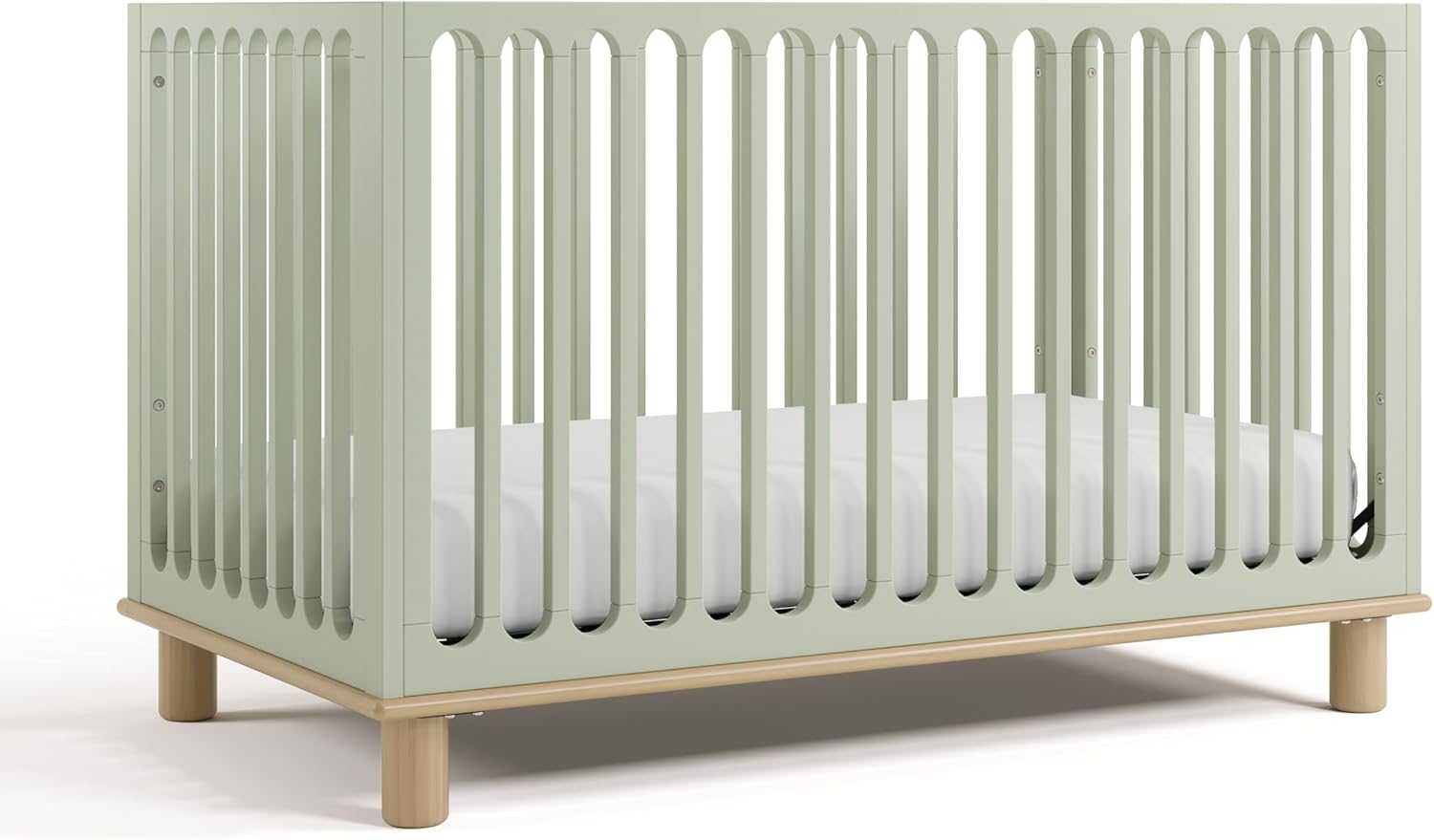 Storkcraft Sicily 3-in-1 Convertible Crib with Toddler Rail Included (Sage & Driftwood) – GREENGUARD Gold Certified, 100% Solid Wood, Converts to Toddler Bed, Fits Standard Crib Mattress