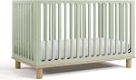 Storkcraft Sicily Convertible Crib with Toddler Guardrail (Sage with Driftwood) – GREENGUARD Gold Certified, Toddler Bed Conversion Kit Included, 100% Solid Wood, Fits Standard Crib Mattress