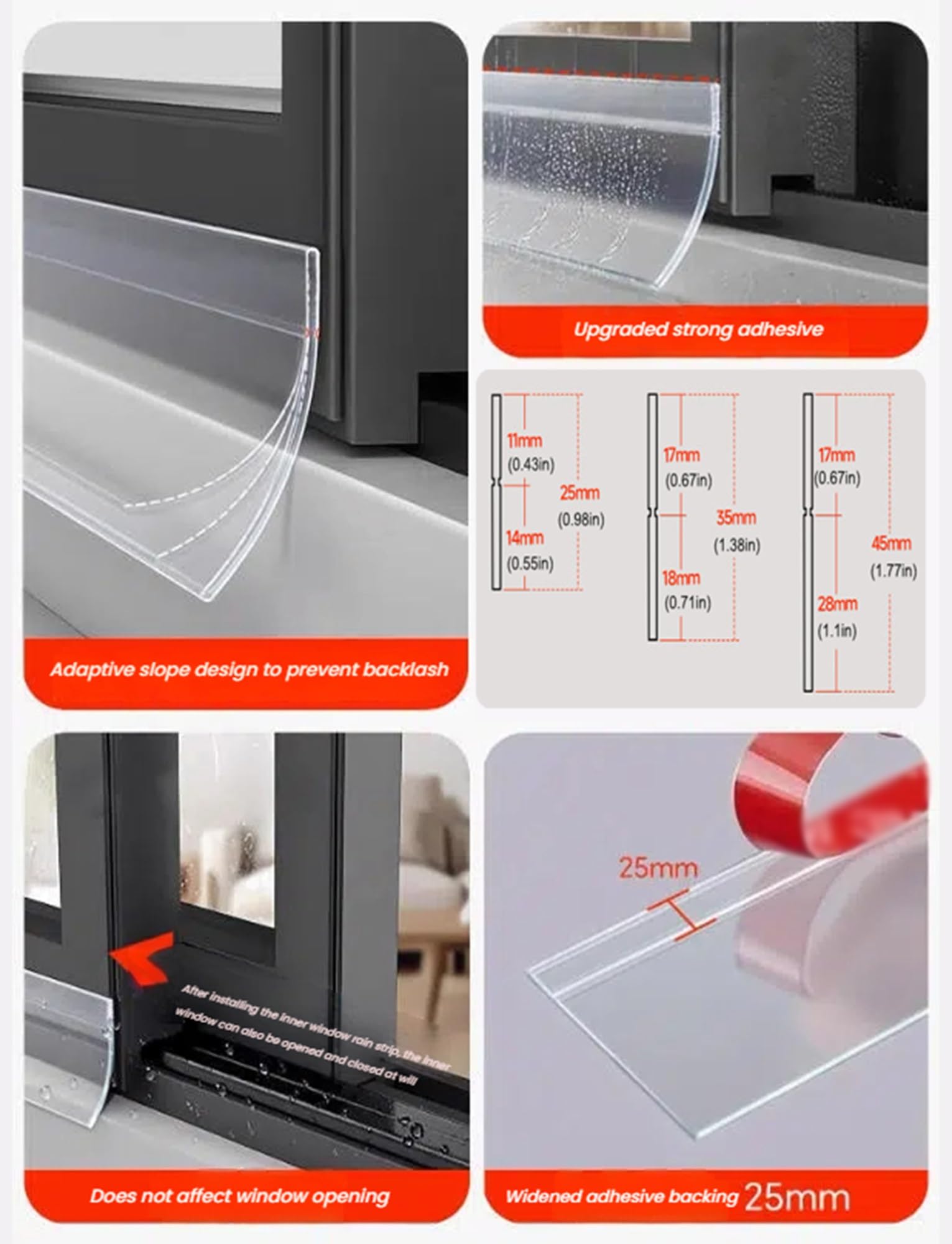 Genérico Deflectores de Lluvia de Goma para Ventanas, Protectores de Goteo de Goma Flexibles para Puertas Exteriores, bloqueadores de Agua para Ventanas, sellador de Borde de Goteo de Lluvia autoadhe