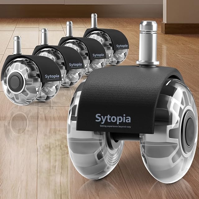 Office Chair Wheels 2 Inch Rubber Rollers Heavy Duty Safe for Hardwood Floors Carpets Mats Universal Size 11x22mm