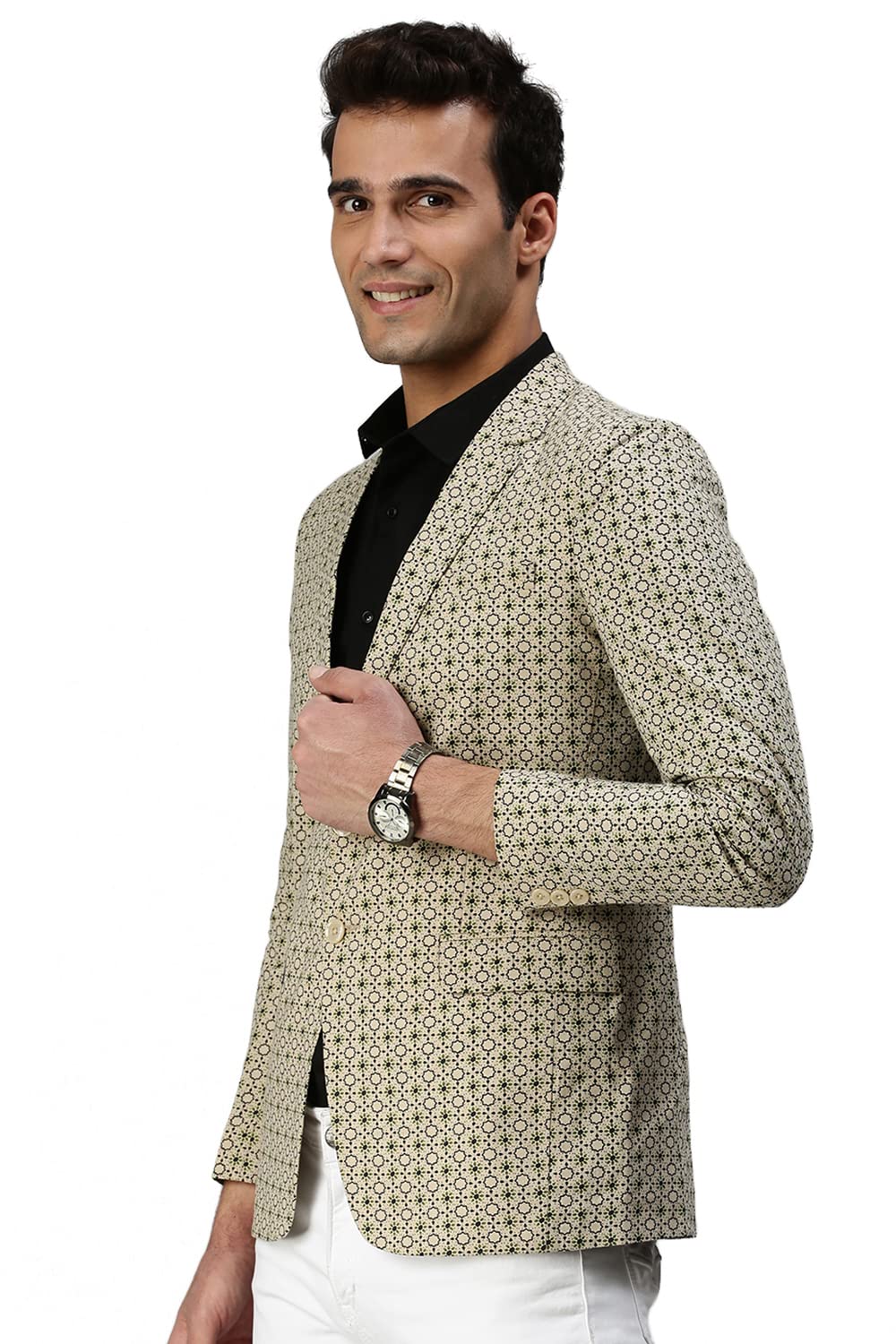 showoffff SHOWOFF Men's Cotton Blend Printed Blazers_SOBLZ233_Beige-picture-17