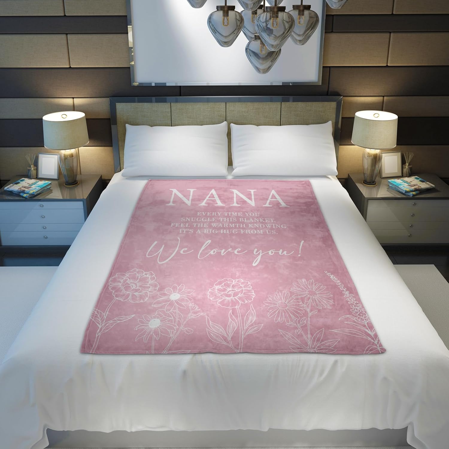 Nana Gifts, Valentines Day Gifts for Nana, Nana Birthday Gift from Grandkids, to My Nana Grandma Soft Throw Blanket 50" x 60", Pink - Image 4