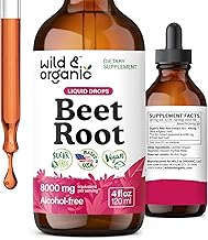 Wild & Organic Beet Root Extract Drops - 8000 mg Fresh Beetroot Extract Equivalent - Extract 20:1 - Liquid Red Beets Supplements - 400 mg per Serving - Vegan, Alcohol & Sugar-Free - 4 fl oz