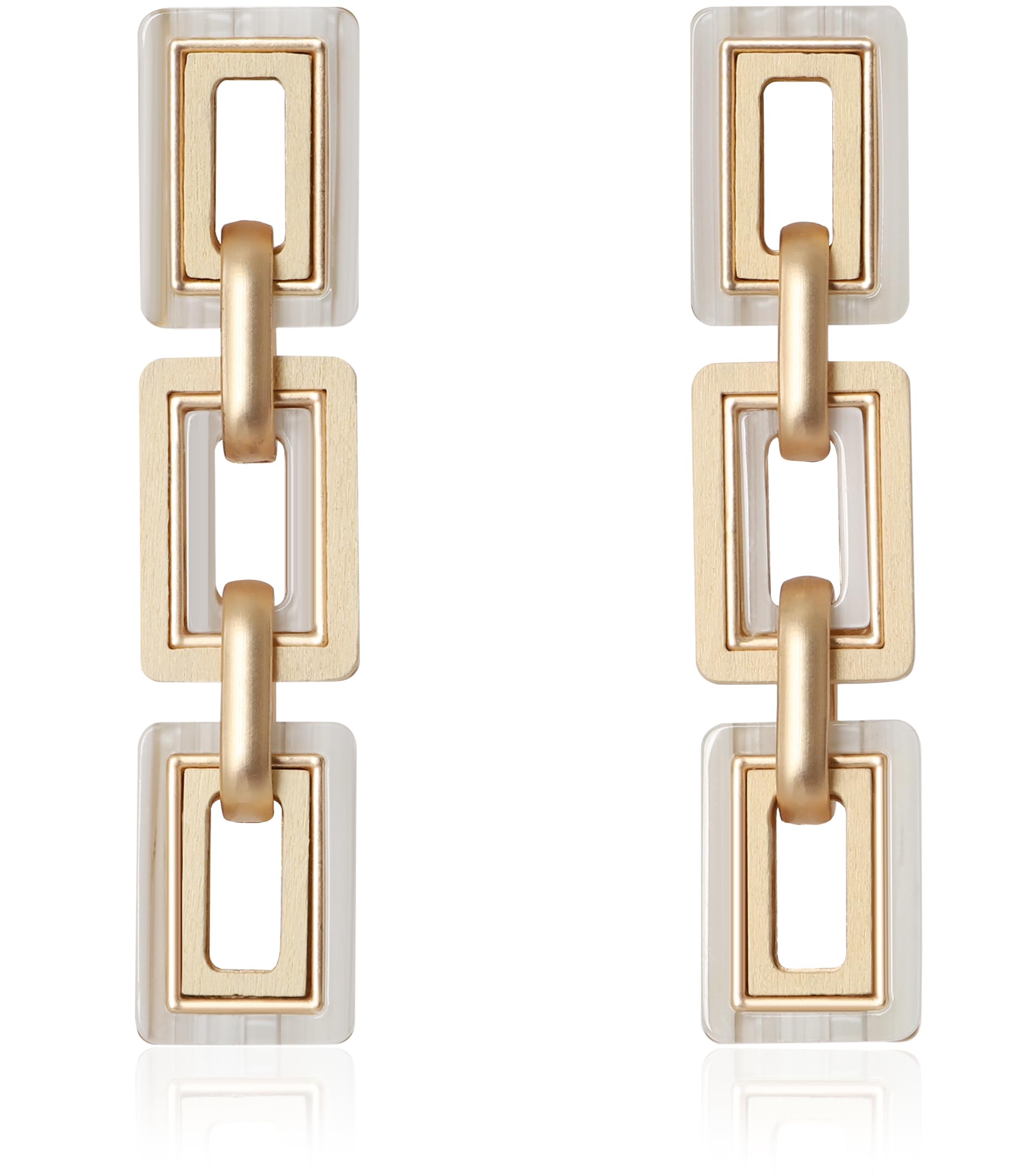 Ozel - Natural Wooden Acrylic Boho Drop Dangle Earrings for Women - Geometric Statement Jewellery - Brown, Black, Magent Red, Olive Green, White beige