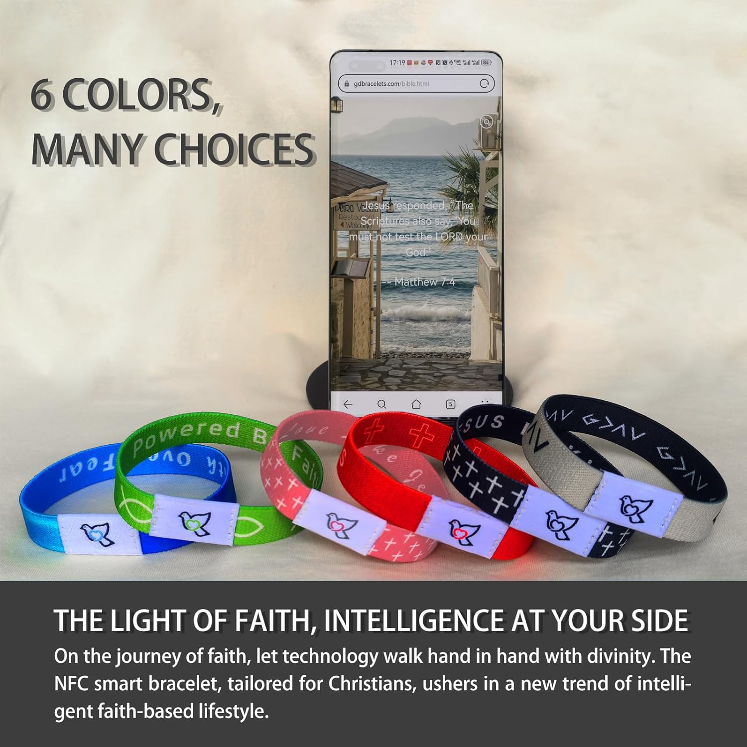 Bible Verse Bracelets With NFC Music - Daily Scripture Bracelets for Men - Image 2