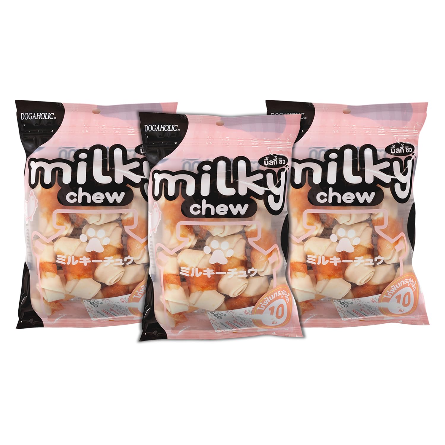 Zohiky Rena Milky Chew Chicken, 10 Pieces, Pack of 3 (Bone Style),All Life Stages