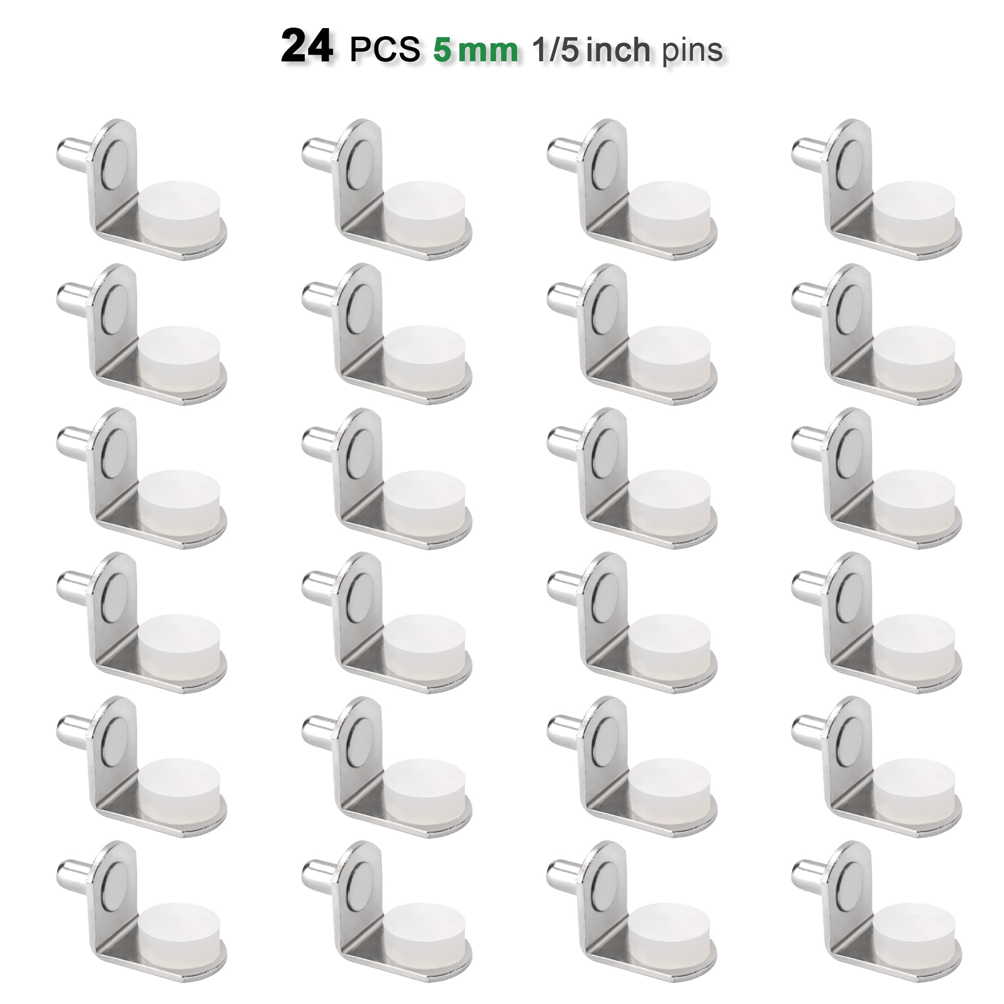 Keenkee 5mm Cabinet Shelf Support Pegs Shelving Pins, 24 PCS, Nickel — Amazon image 4