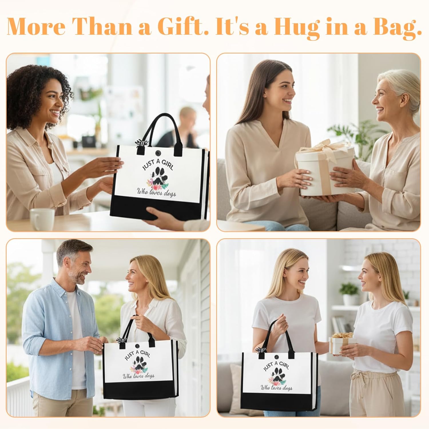 Dog Tote Bag for Supplies Just a Girl Who Loves Dogs Print Tote, Dogmom Gifts Bag for Women, Reusable Pet Lunch Carrier, Cute Decor for Dog Lover Friends, Shopping Travel Grocery Picnic Mom Tote - Image 6