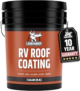 Liquid Rubber RV Roof Sealant- Professional-Grade Solar Reflective Flexible Waterproof Membrane Coating for EPDM, TPO, Fiberglass & Aluminum Camper & Travel Trailers- Brilliant White, 5 Gallon