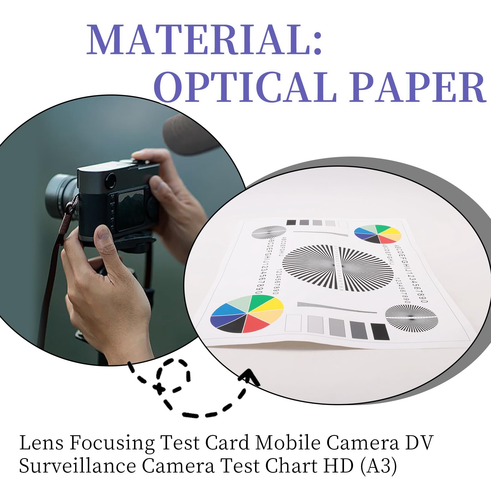 Objektiv-Fokussierungstestkarte für Mobilkameras DV-Überwachungskamera-Testtafel 385x290x0.23mm