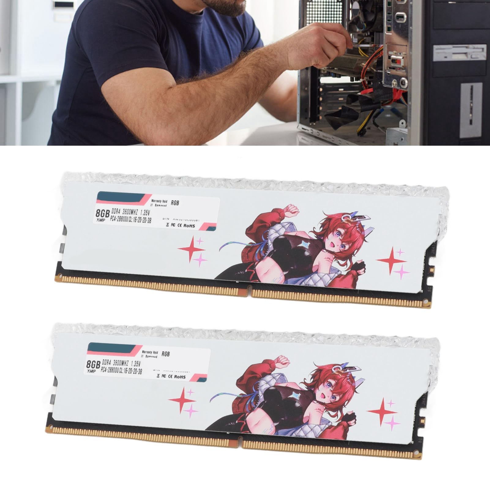 Generic Pamięć RAM DDR4, XMP2.0 Rozpraszanie Ciepła Stabilna wydajność Moduł Pamięci Stacjonarnej 3600 MHz Komputer do Gier (16 GB (2x8 GB))