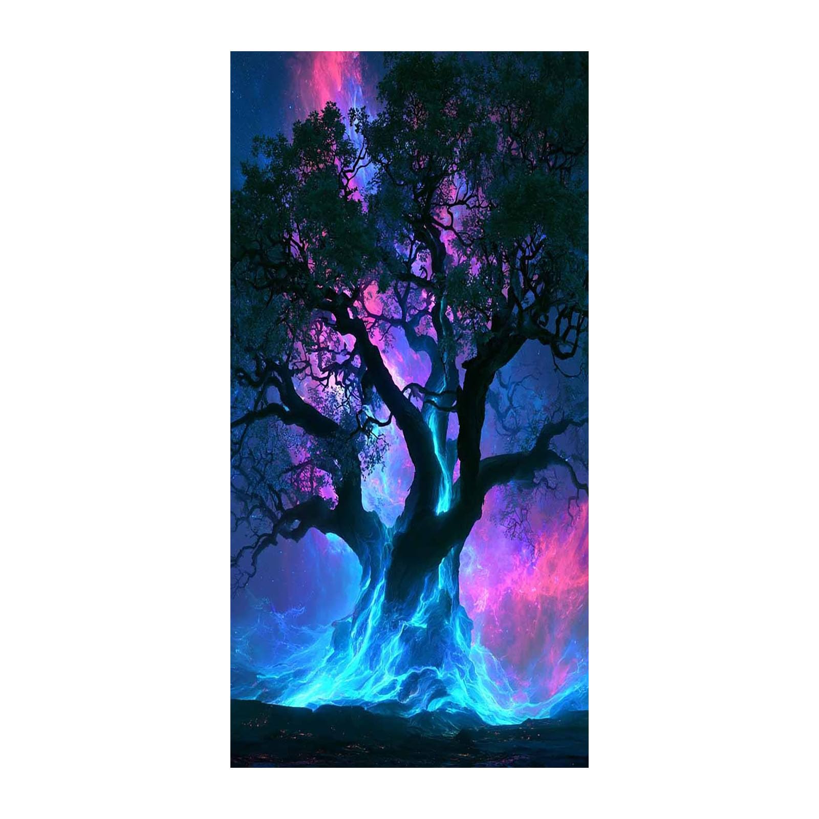 WIKEO Cuadros Dormitorios Modernos Foto del árbol nocturno Lienzos Decorativos para Pasillo Dormitorio Baño Entrada Sala de yoga（Púrpura-70x140cm Sin marco