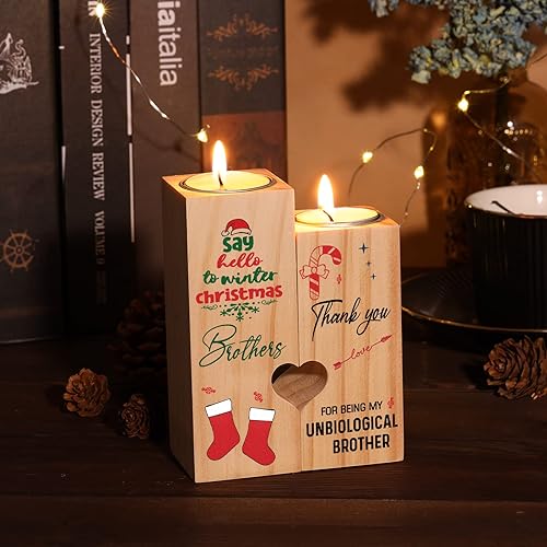 Miniatura 6 de Portavelas de Navidad con forma de corazón de madera, portavelas naturales, adornos de Navidad, decoración familiar, regalo para la familia (2#)