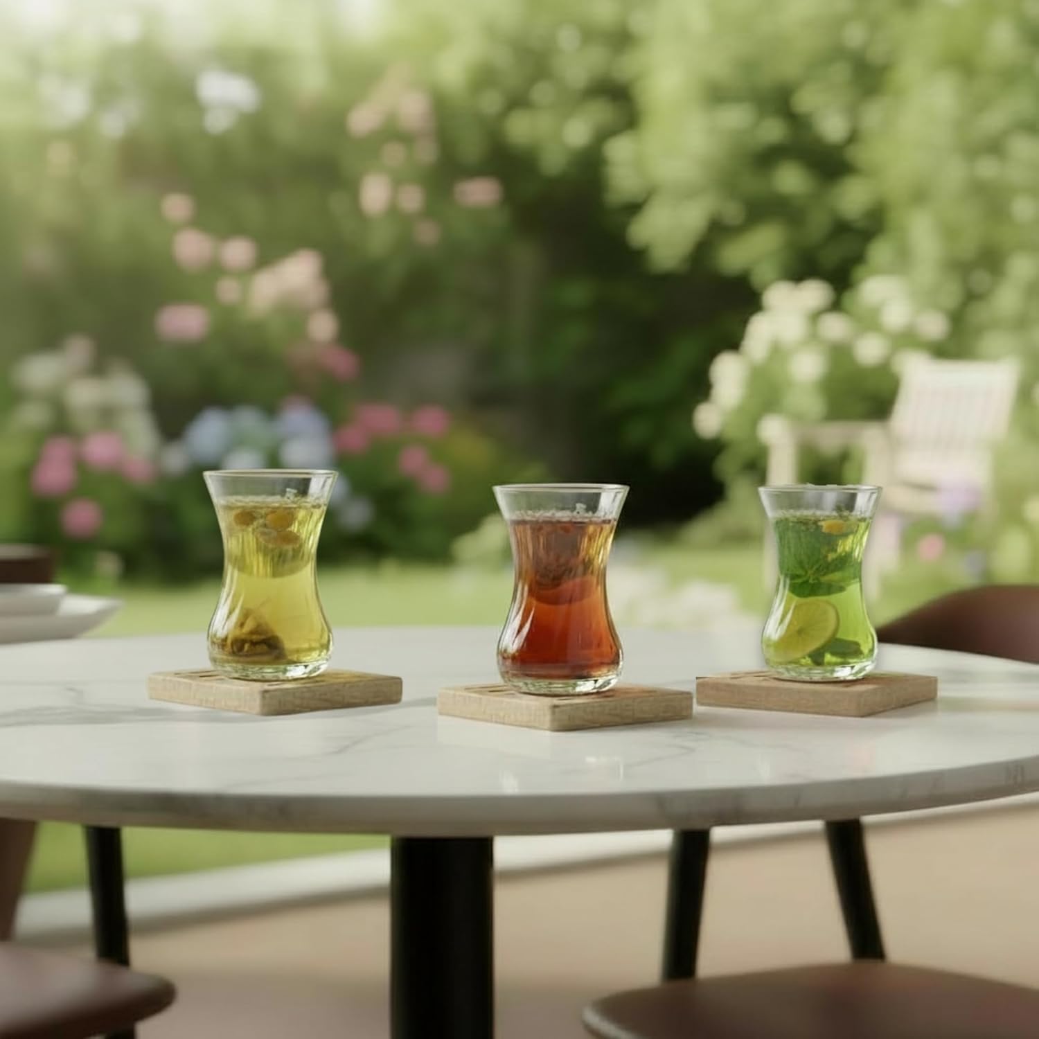 Turkish Tea Glass Set of 24, Spiral Pattern Slim Waist Glasses 4.6 oz, Thick Base Heat Retaining, Food Grade Recyclable Glass (135 ml), Dishwasher & Refrigerator Safe, Elegant Design Cups