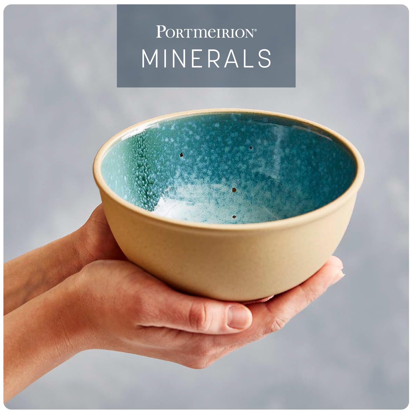 Portmeirion x Minerals 4-teiliges Jade-Schüssel-Set (17 cm, 482 ml) – blaue Schale aus Steinzeug mit reaktiver Glasur für Suppe, Nudeln und den täglichen Gebrauch
