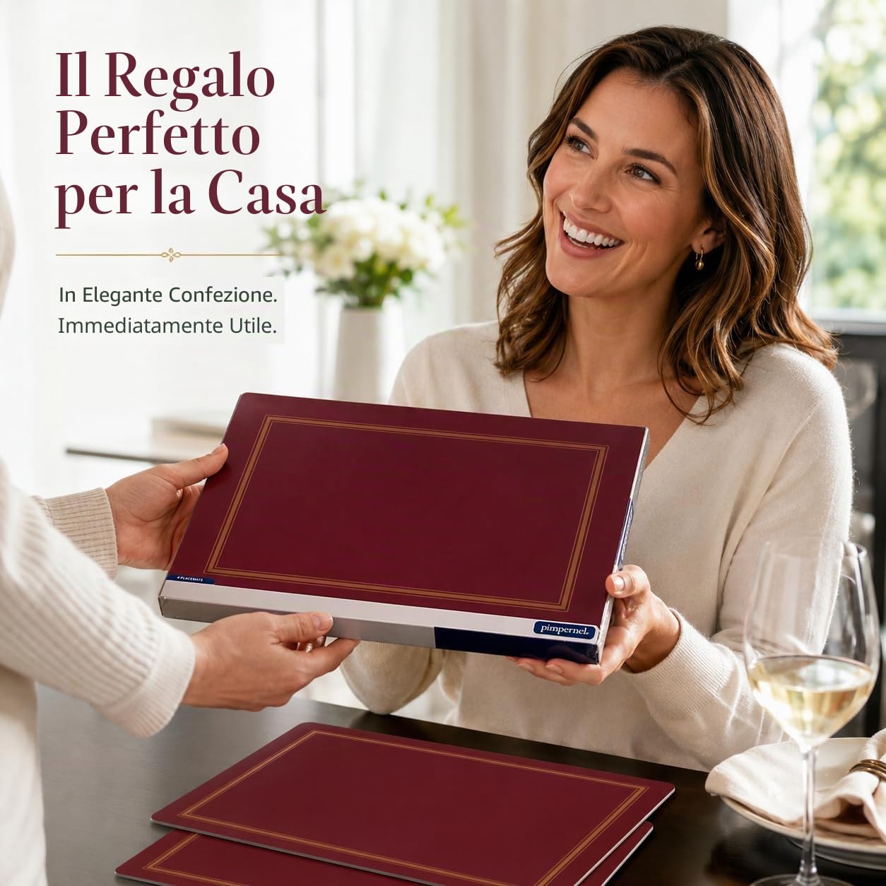 Classic Burgundy - Sottomano, 4 pezzi, colore: Rosso