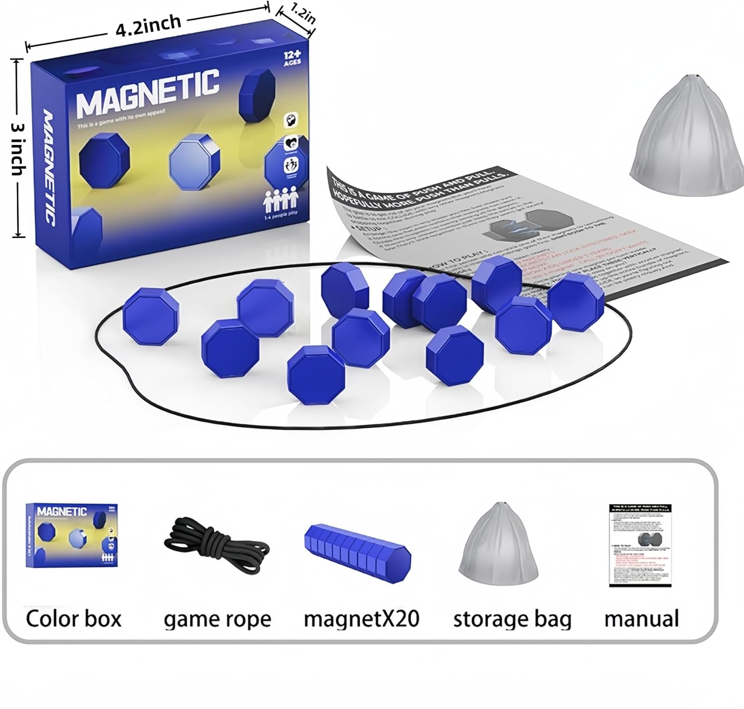 Magnet Chess Game Set | Magnetic Chess Game with 20 Stones | Family, Party, Travel & Camping Puzzle Strategy Games (Blue)