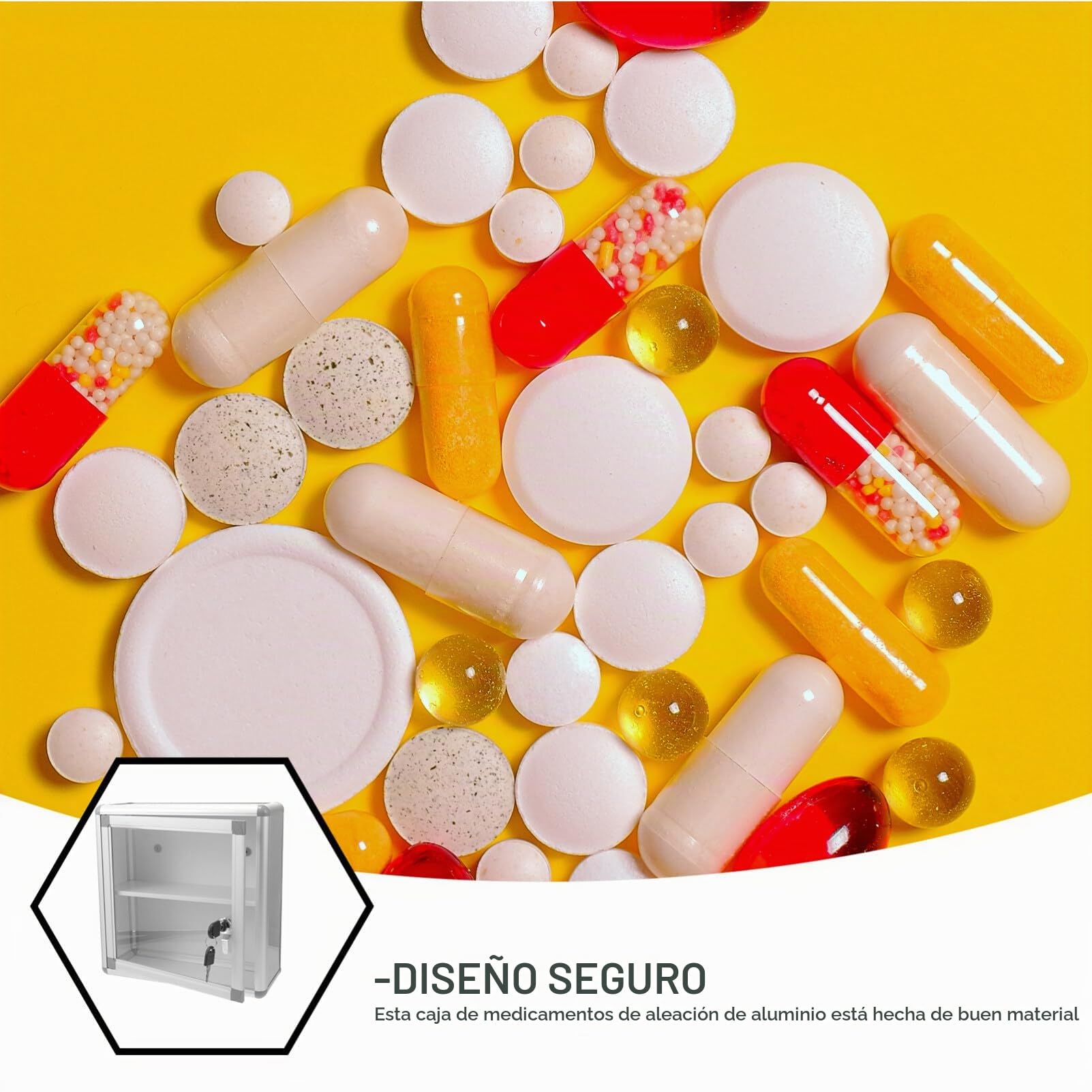 Caja De Medicina Colgante con Cerradura Botiquín De Primeros Auxilios De Aluminio Almacenamiento Visible Y Seguro para Hogar Y Actividades Al Aire Caja Organizador De Medicina Multiusos