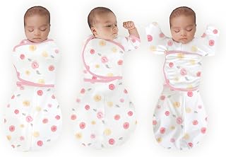 Amazing Baby 6-Way Omni Swaddle Sack, Watercolor Little Roses, 6-14 lbs | Most Versatile Swaddle for Newborn with More Options to Calm Startle Reflex, Arms Up Sleeves & Mitten Cuffs for Better Sleep