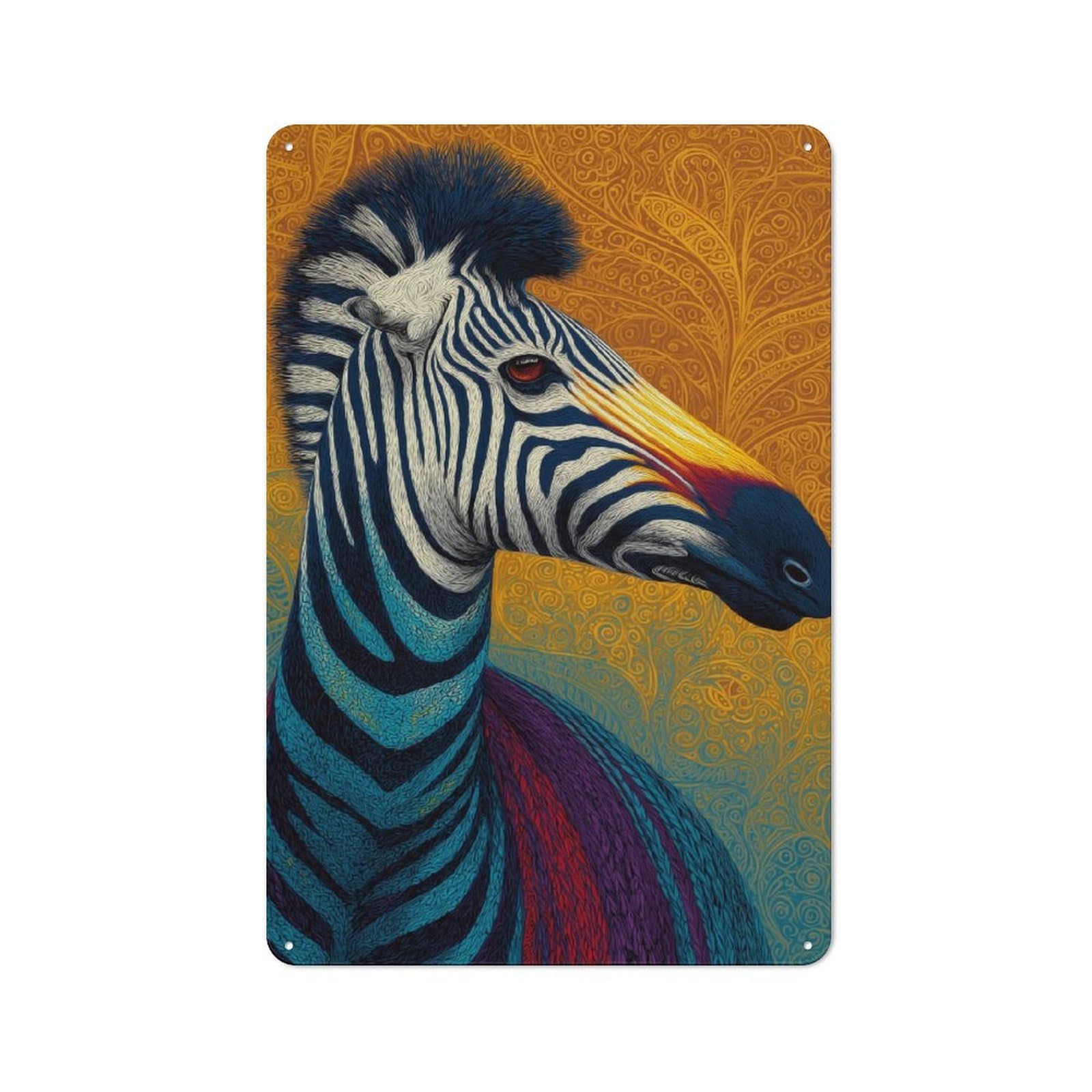 Junmoney Vibrant Zebra Artistry Workshop Style Tin Sign 30X20cm, Garage Wall Decor For Tool Room, Garage, Studio Or Home Bar