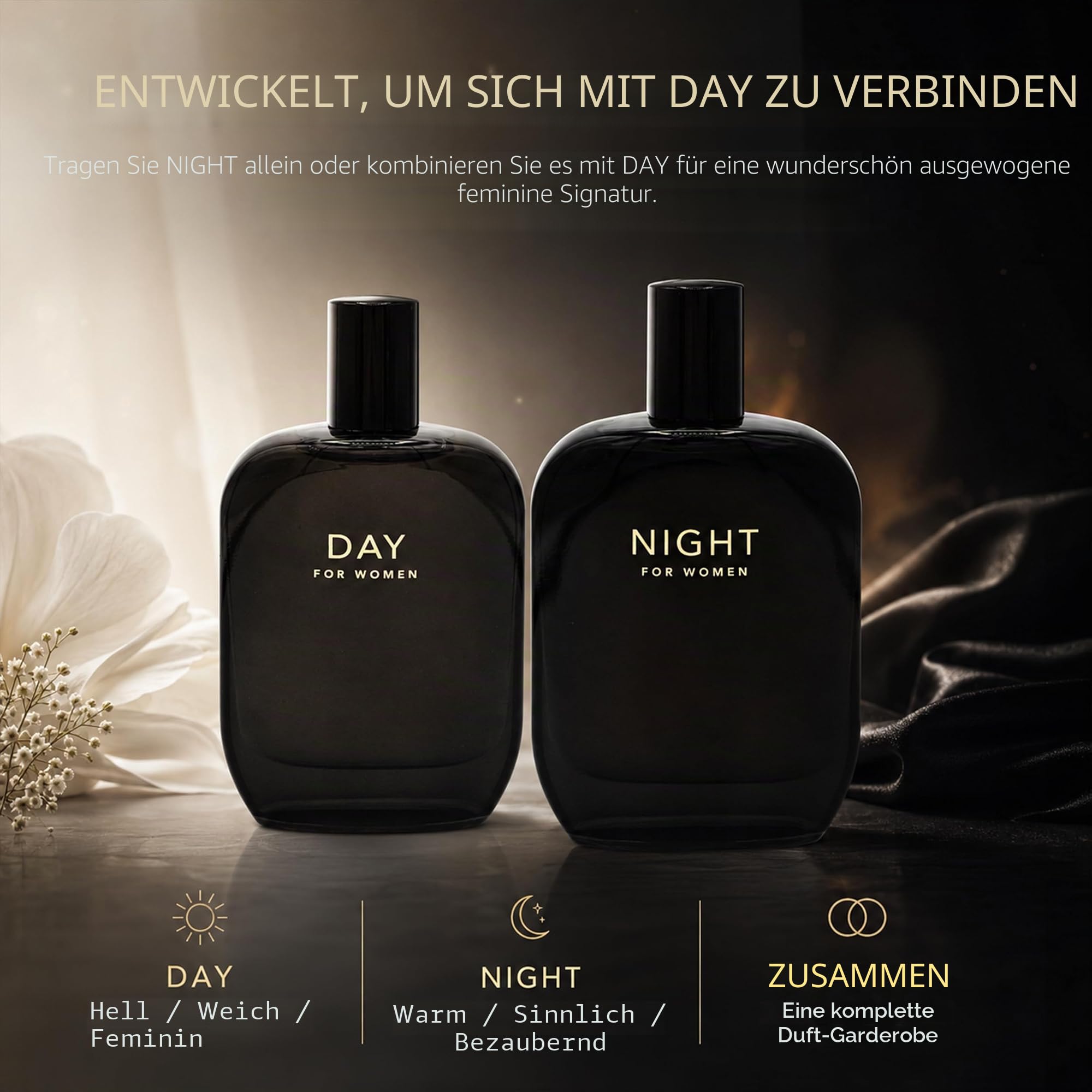 Fragrance One | Jeremy Fragrance DAY for Women | luxuriöser Damenduft | Verführerische Blumenakkorde | Eau de Parfum | Intensiv | Langanhaltend | Ideal für den Tag | 50 ml Flasche mit Box