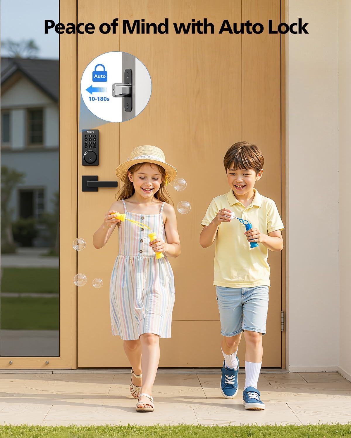 Philips WiFi Smart Door Lock with Handle, Built-in WiFi App Remote Control, Keyless Entry Door Locks for Front Door, Smart Deadbolt Auto Lock, Support Alexa & Google, IP54 Waterproof, Matte Black 9 71VqS08JdVL. AC SL1500