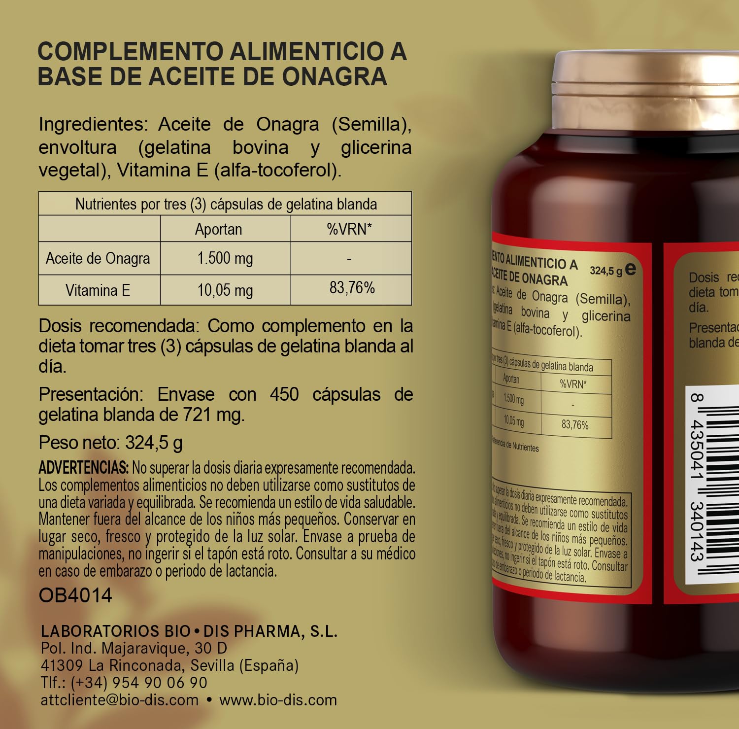 Obire Nachtkerzenöl 500 Mg. 450 Perlen