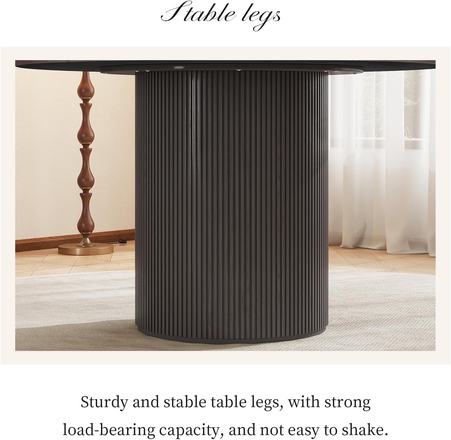 46.46" Round Dining Table with 6 Chairs, Farmhouse Fluted Kitchen Table Set, Modern Circle Dining Table with Chairs Set for Kitchen,Living Room