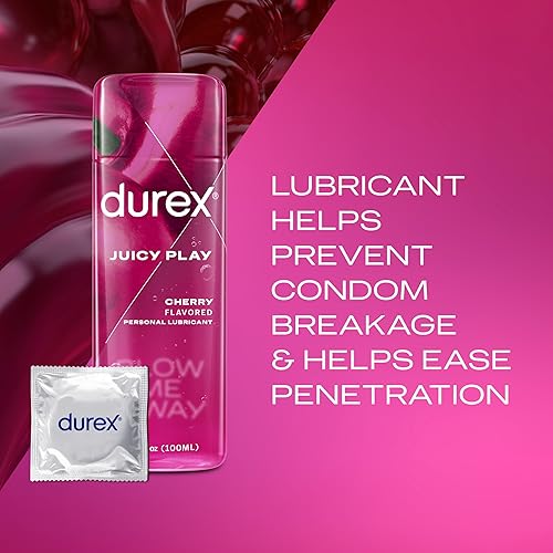 Miniatura 3 de Durex Lubricante a base de agua para sexo, sabor a cereza, lubricante anal y sexual para mujeres y hombres, lubricante personal para oral y anal,