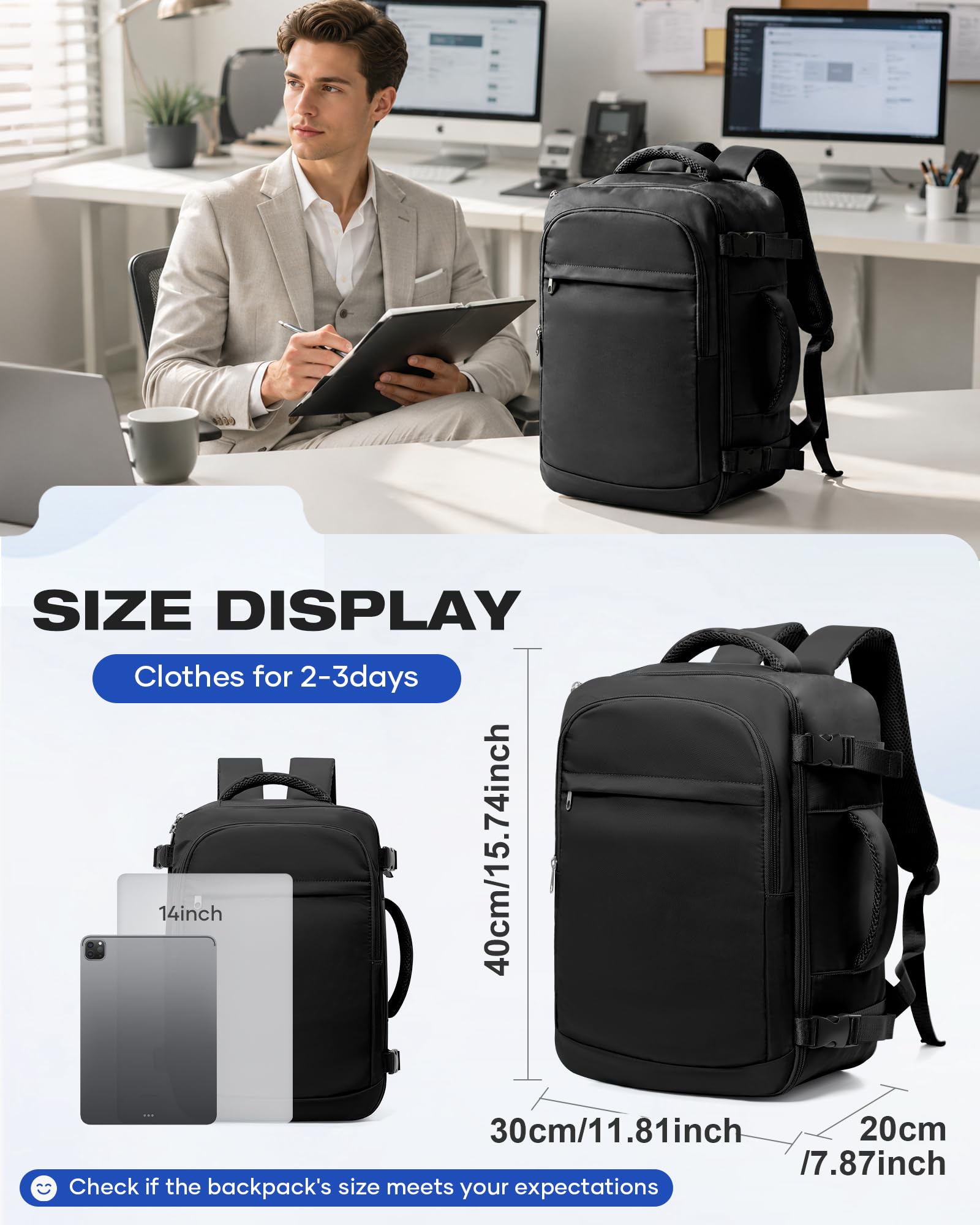 Vakuum Reisen Rucksack Handgepäck Flugzeug Tasche Airbag mit Vakuumsystem | Ryanair 40x30x20 Rucksack Damen Vacuum Reiserucksack mit Pumpe Laptop Wasserdicht Tagesrucksack Herren Koffer