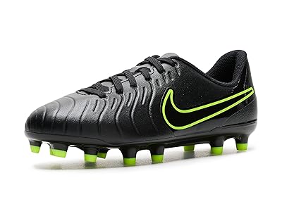 Nike Kids Jr. Tiempo Legend 10 Club Multi-ground Low-top Soccer Cleats (little Kid/Big Kid) Kids Shoes Black/Volt : 5 Big Kid M, Textile