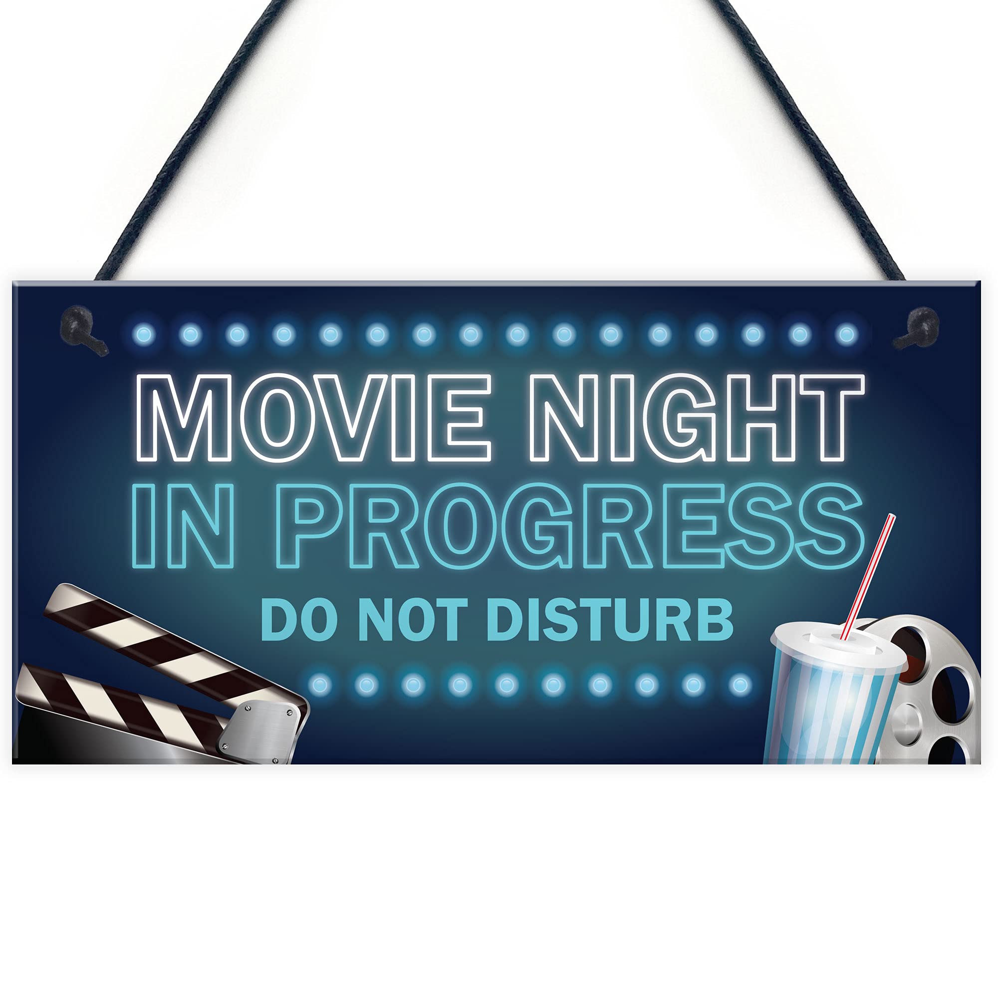 Cinema Room Sign NEON EFFECT Movie Night Dont Disturb Plaque Home Decor Gift